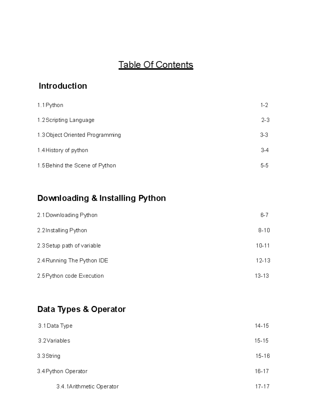 Removed - Python intership program report - Table Of Contents 1 Python ...
