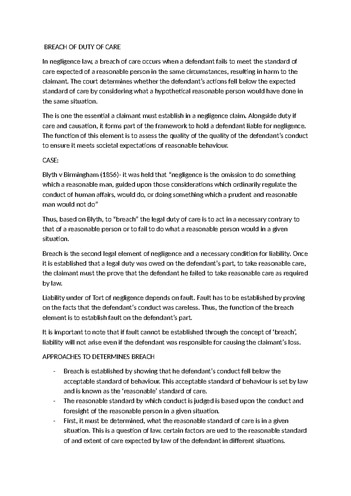 Breach of Duty of Care in Negligence Law: Key Principles and Cases ...