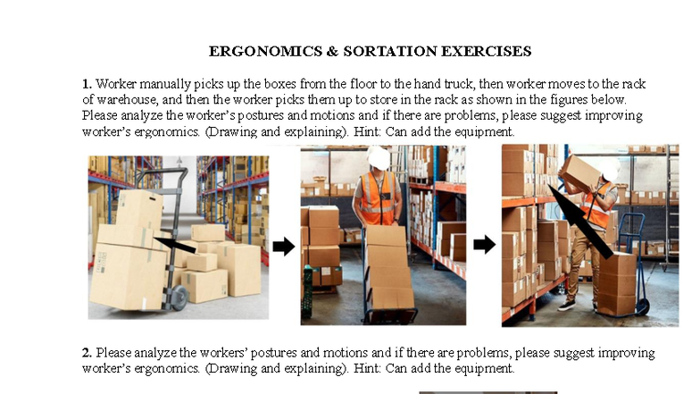 Ergonomics & Sortation Exercises: Analysis & Design Solutions - Studocu