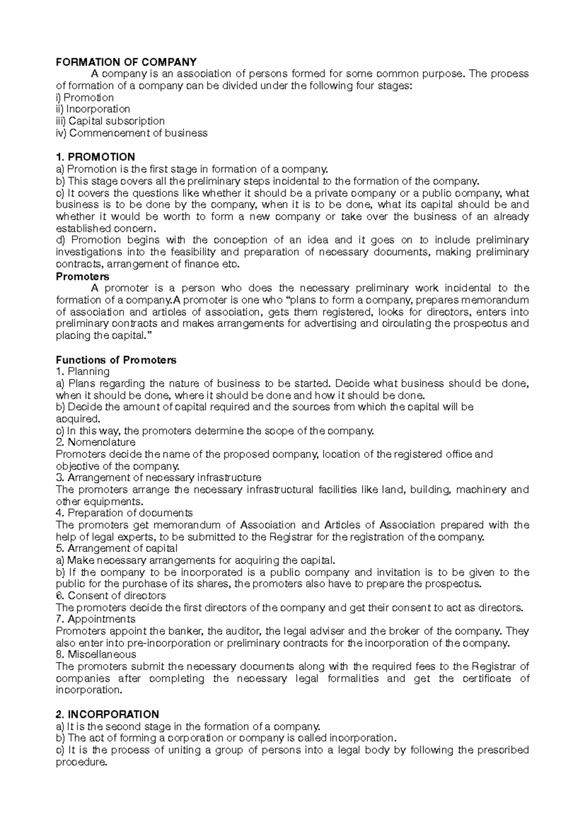 Company Formation Process: A Comprehensive Overview (Corp Admin) - Studocu