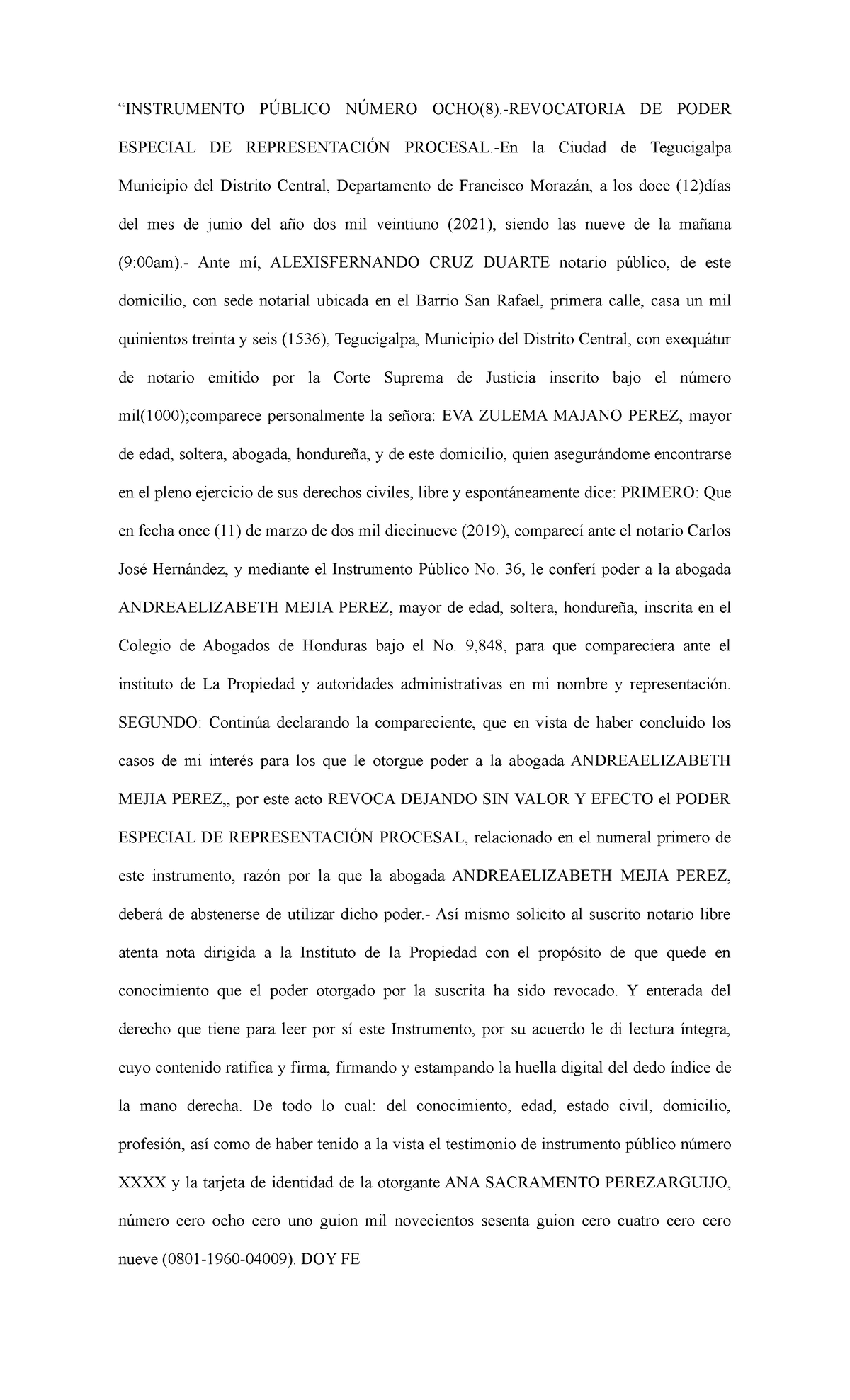 Revocatoria de Poder Especial de Representación Procesal - 2021 - Studocu