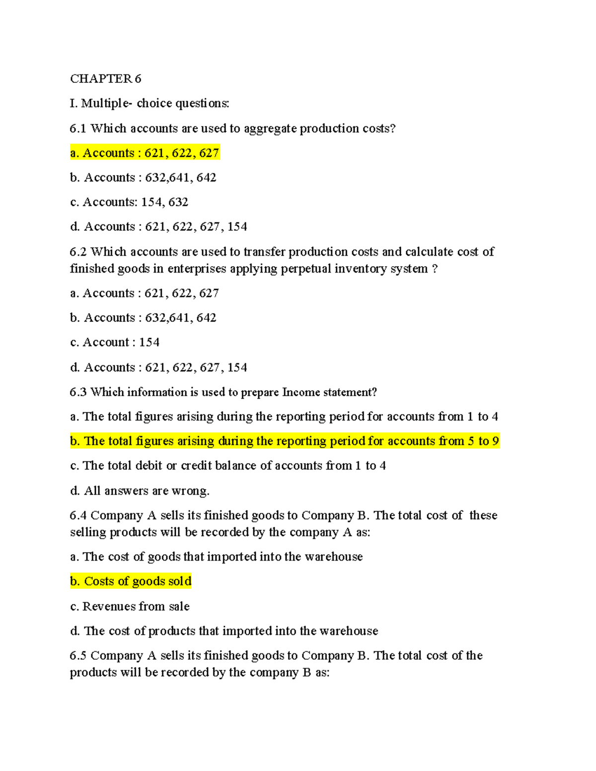 Chapter 6 - MCQ Problems & Practice Exercises for Accounting Concepts ...