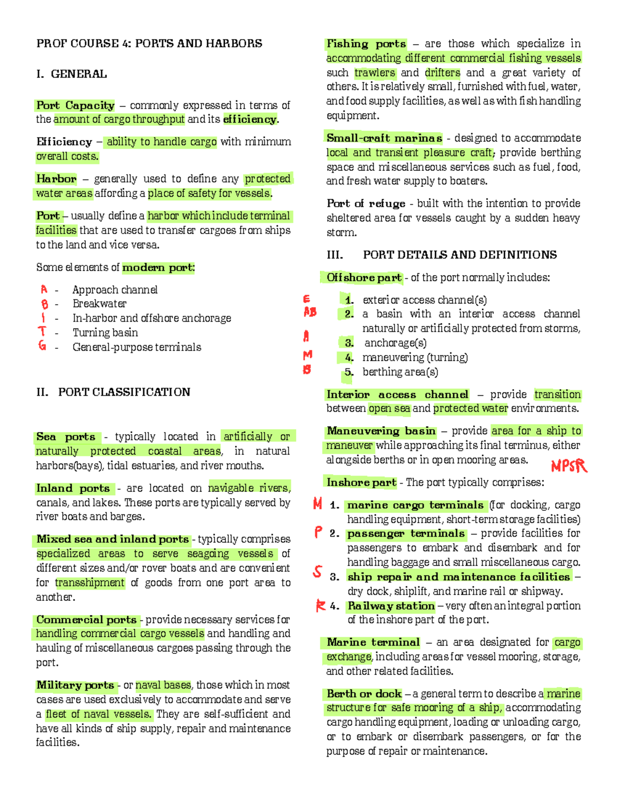 Prof Course 4: Comprehensive Review on Ports and Harbors - Studocu