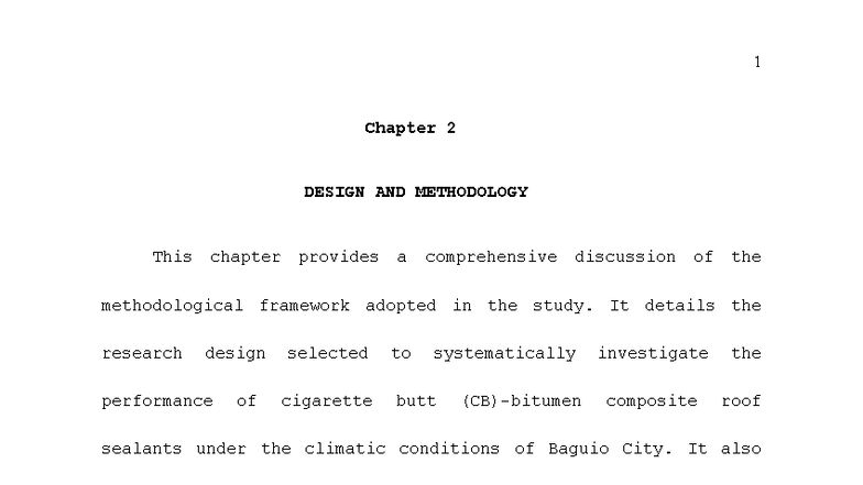 Chapter 2: Design and Methodology for Roof Sealant Research (ENGR 101 ...