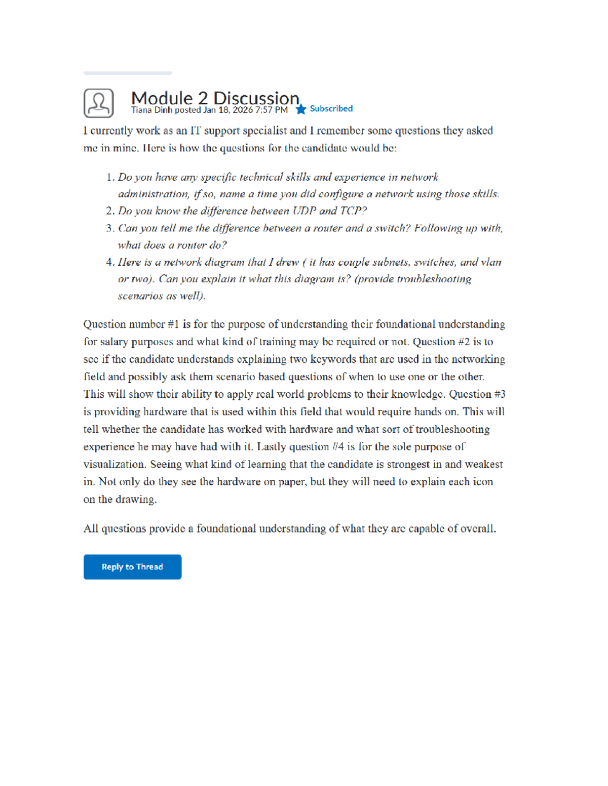 Module 2 IT 212 Discussion: Interview Questions for IT Support - Studocu