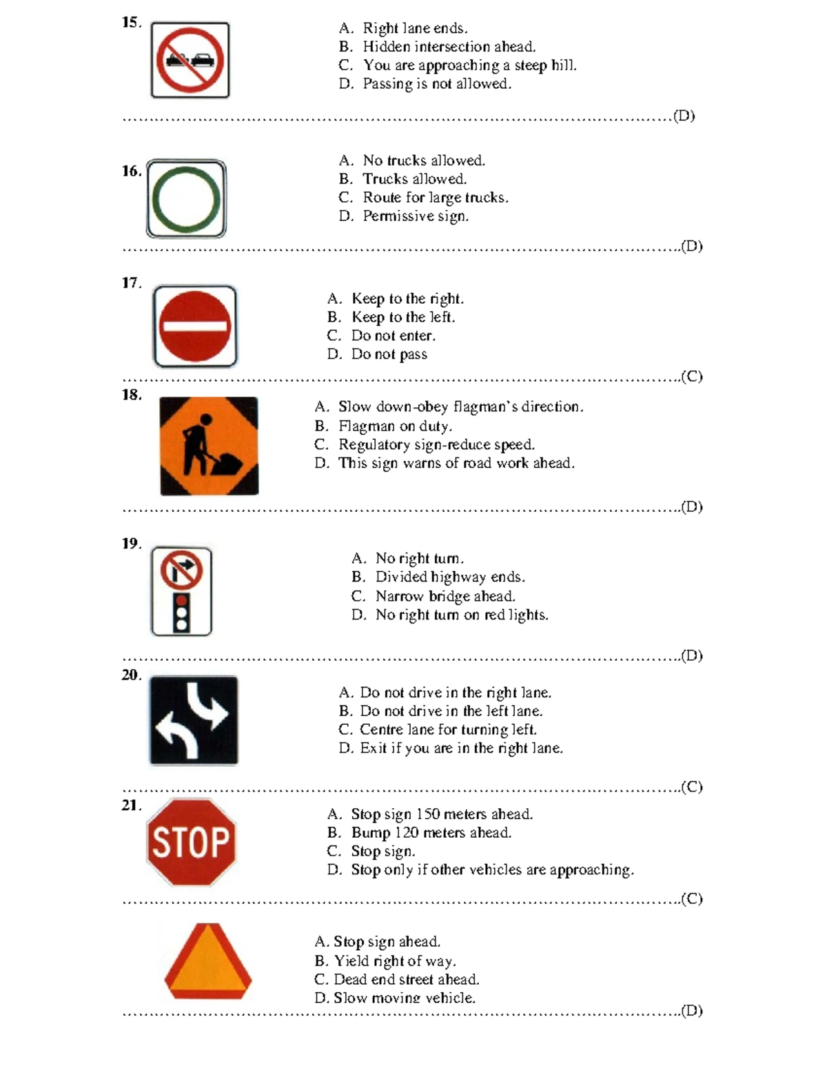 G1 Test #2 - Road Safety & Driving Regulations Questions - Studocu