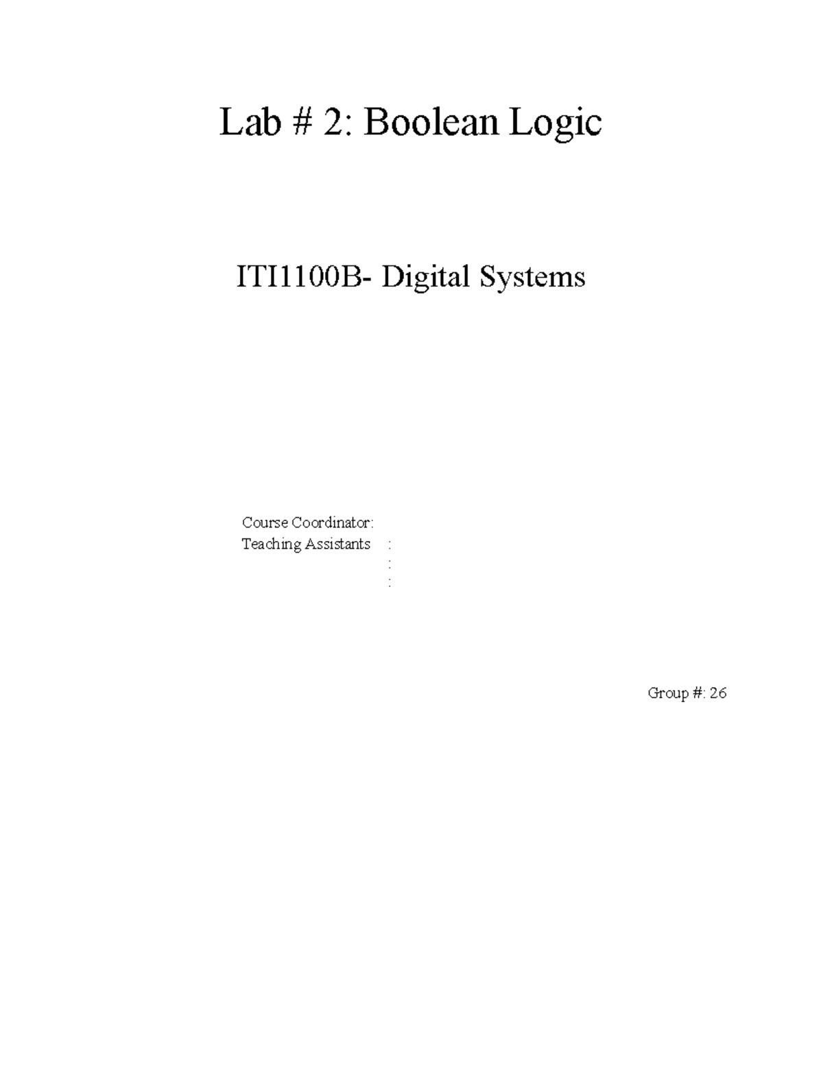 ITI1100 Lab 2: Boolean Logic and Circuit Design - Studocu