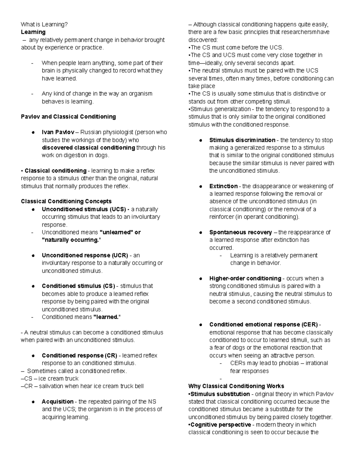 Gen. Psychology - Midterm Study Notes on Learning and Memory - Studocu