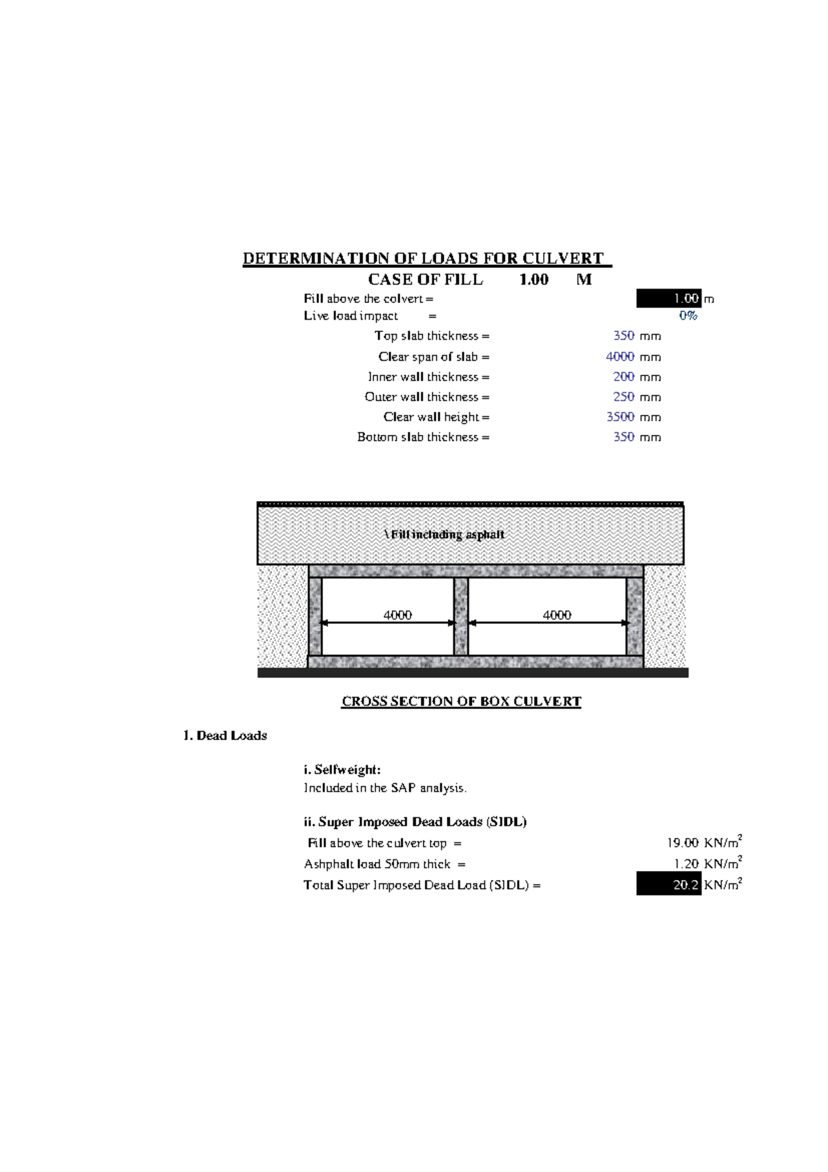367423109 Load Analysis for Box Culvert Design Calculations - Studocu