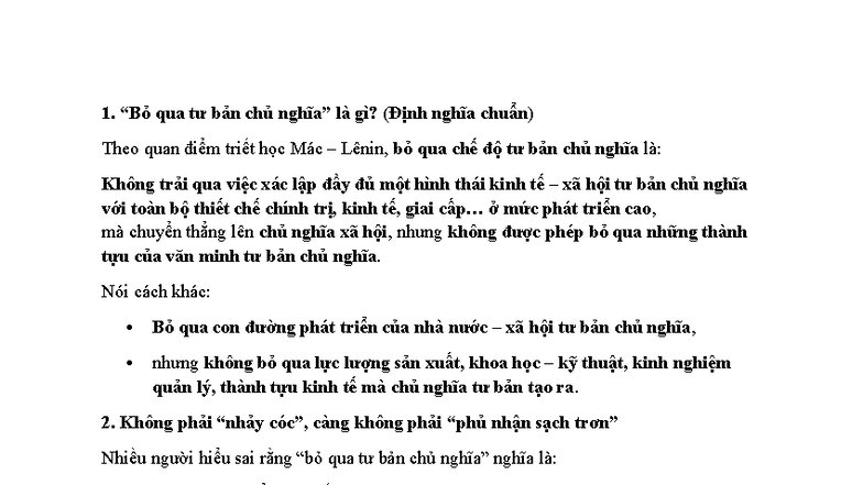 Bỏ qua tbcn - Thế nào là bỏ qua tư bản chủ nghĩa? - “Bỏ qua tư bản chủ ...