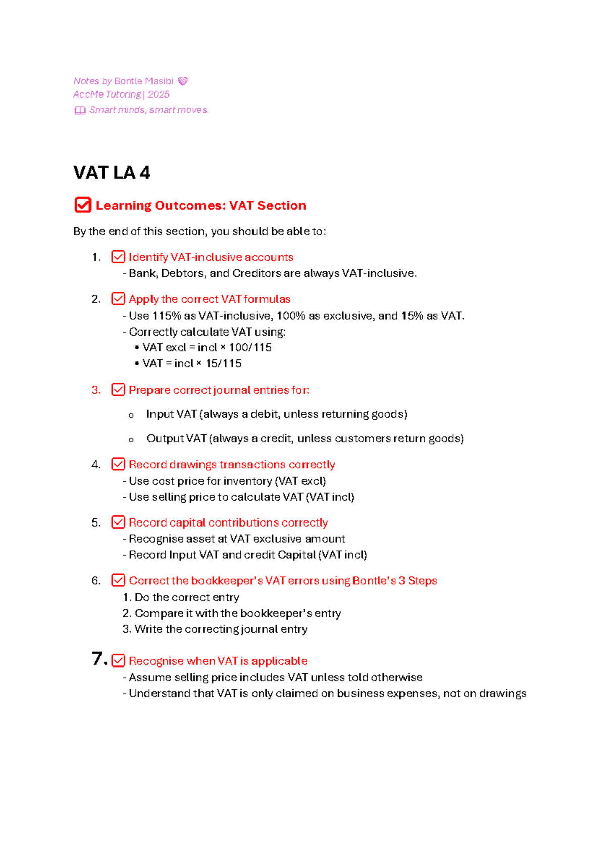 VAT Notes by Bontle Masibi: Understanding VAT Concepts & Journal ...