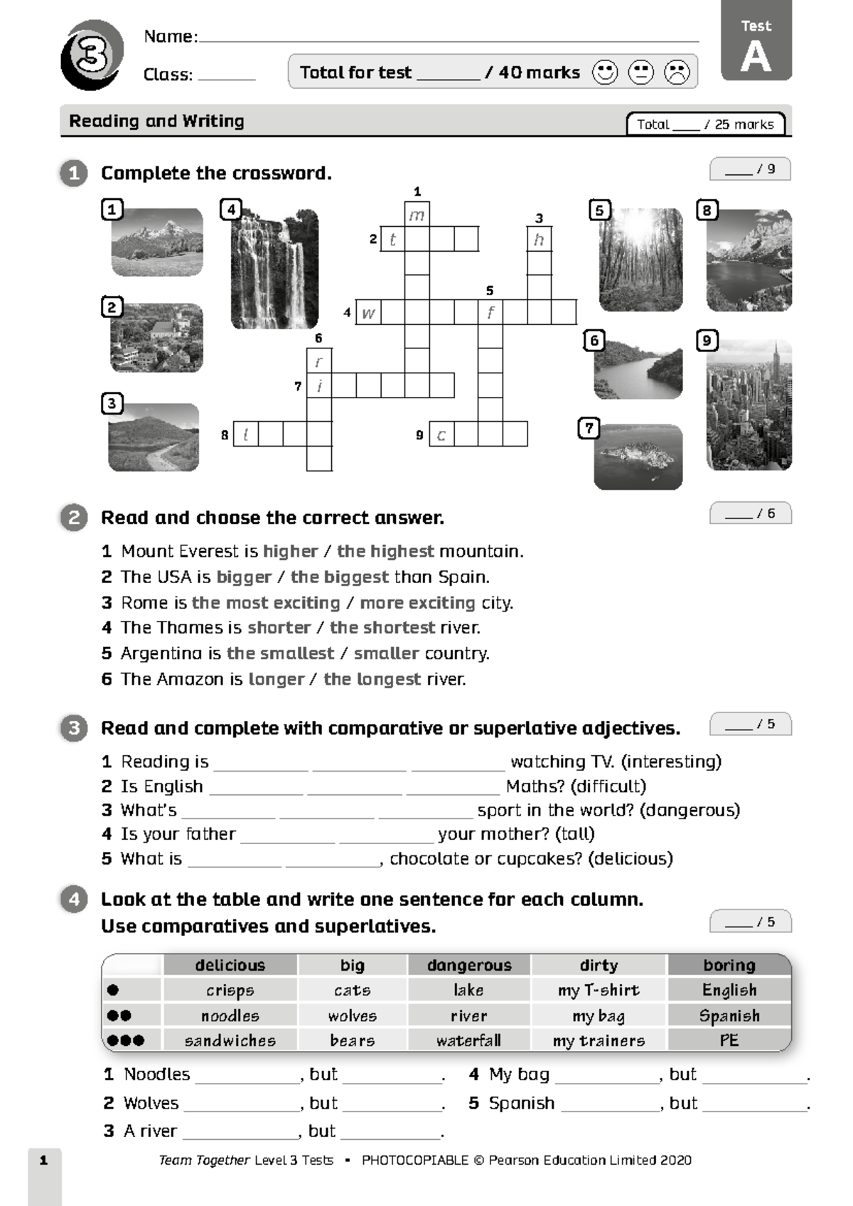 Unit 3A Handout: Reading & Writing Test (40 Marks) - Studocu