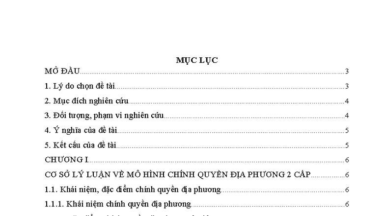 ĐỀ 4: PHÂN TÍCH MÔ HÌNH CHÍNH QUYỀN ĐỊA PHƯƠNG 2 CẤP Ở VIỆT NAM - Document Preview