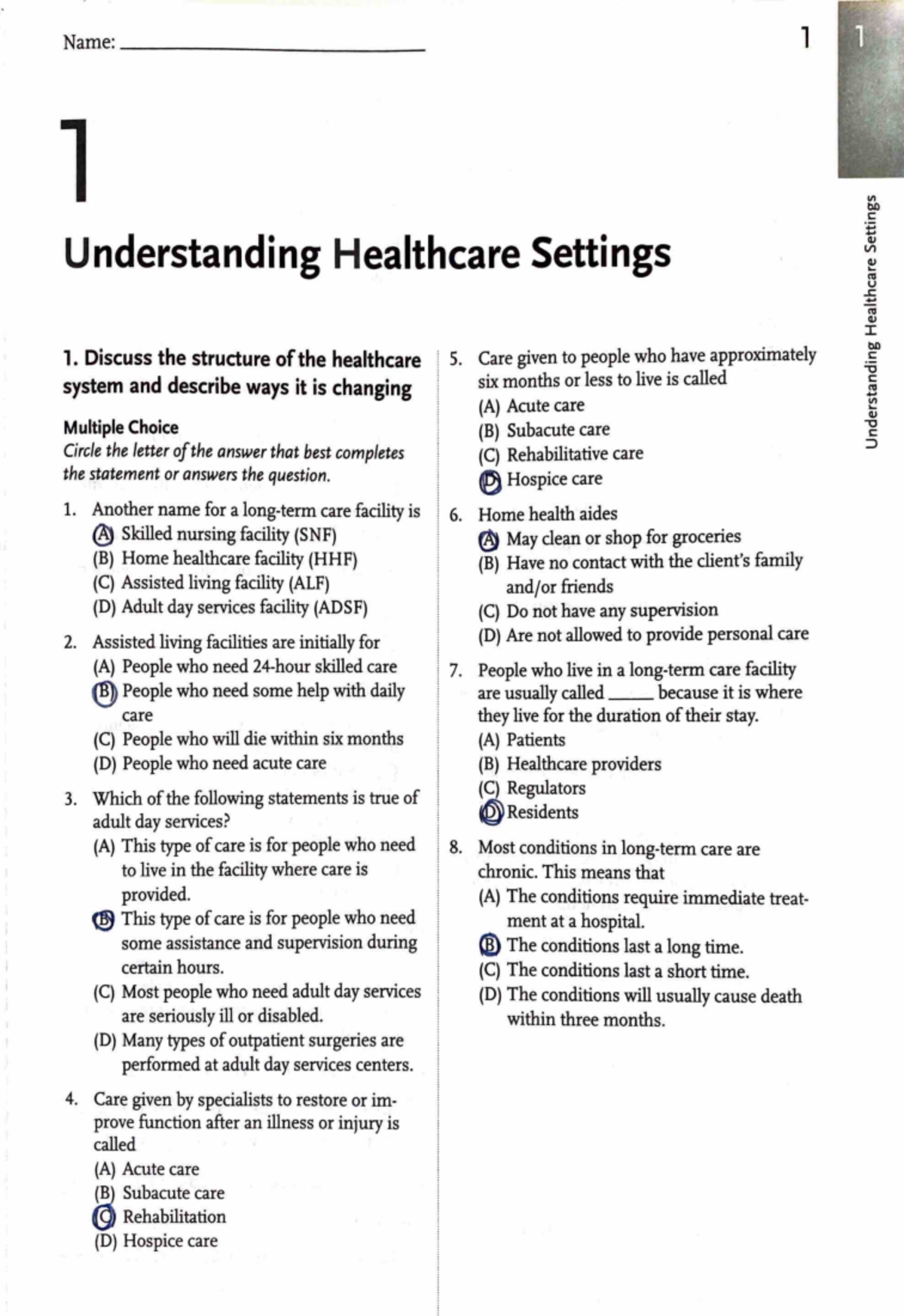 Chapter 1 - Overview of Changes in Healthcare Settings - Studocu