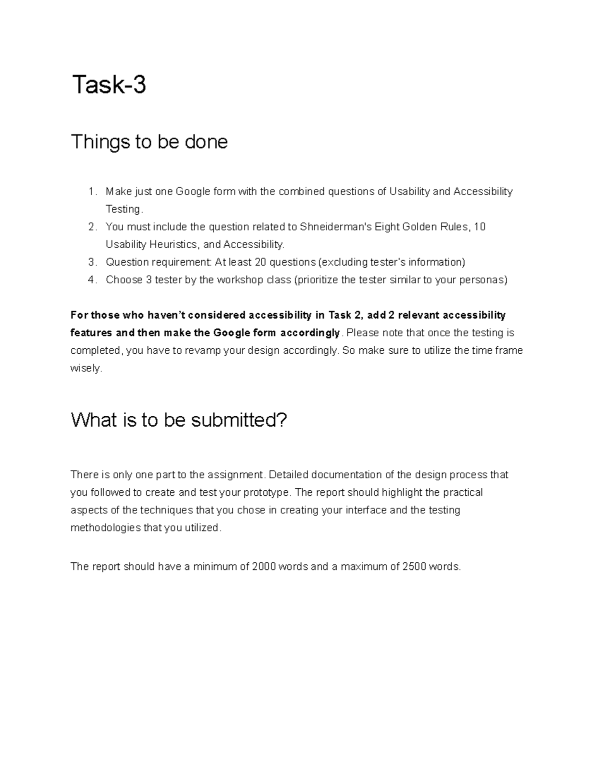 Task 3 Guidelines: Usability & Accessibility Testing Report (FD78A8D9 ...