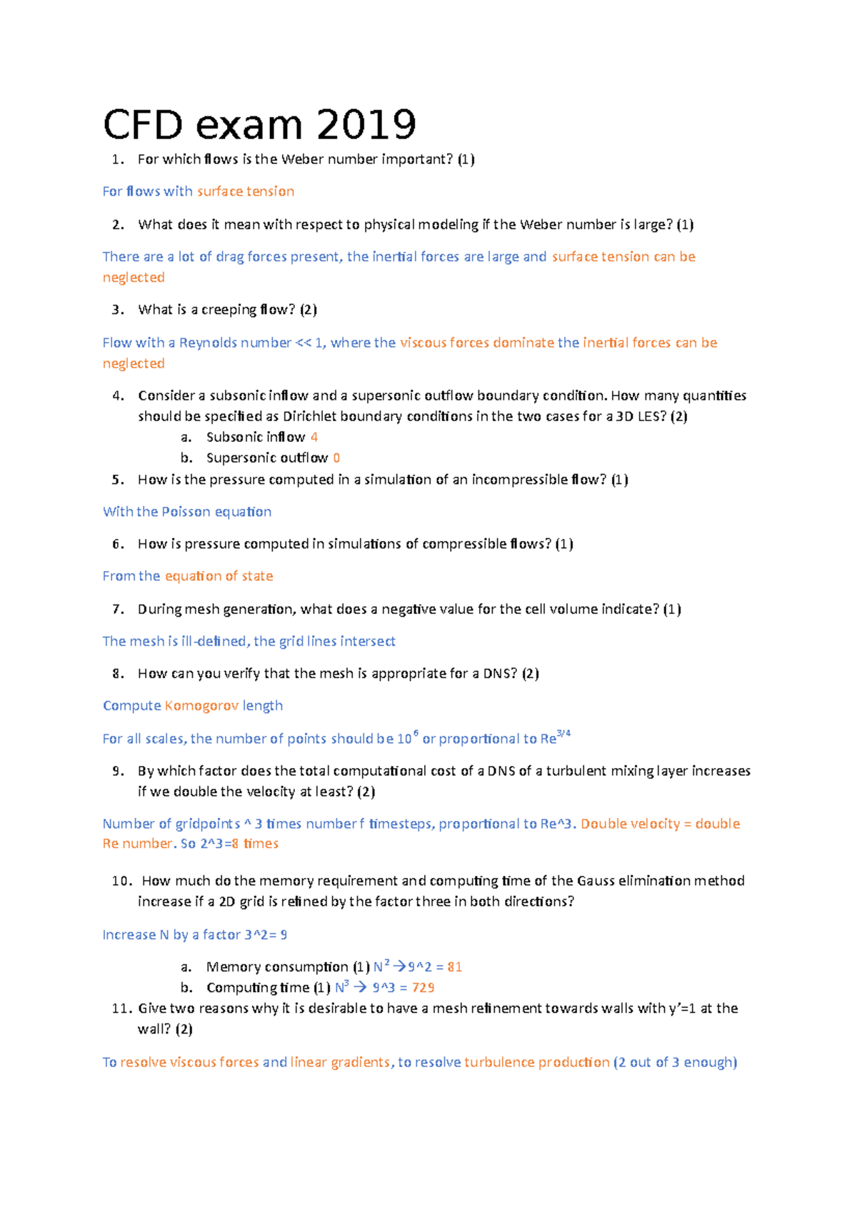 Tentamen 2019 - CFD Exam Questions and Answers - Studeersnel