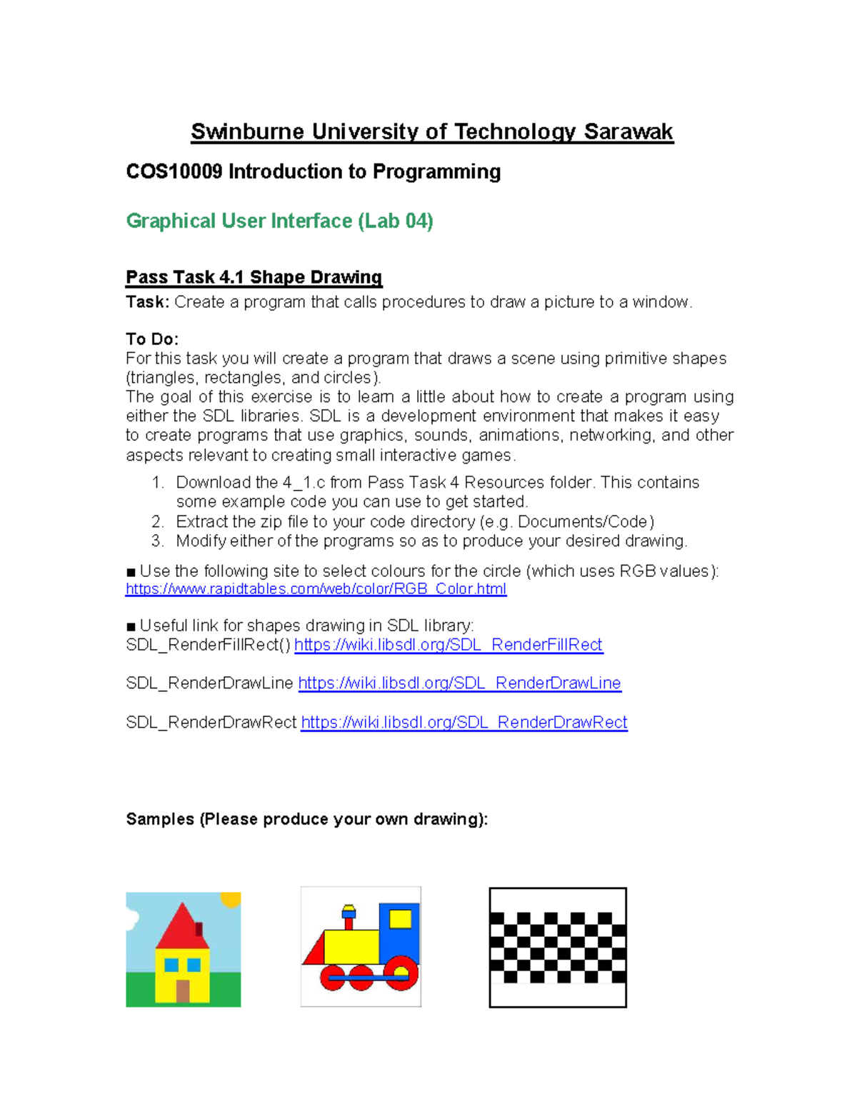 COS10009 Lab 4 - GUI Programming & SDL Animation Tasks - Studocu