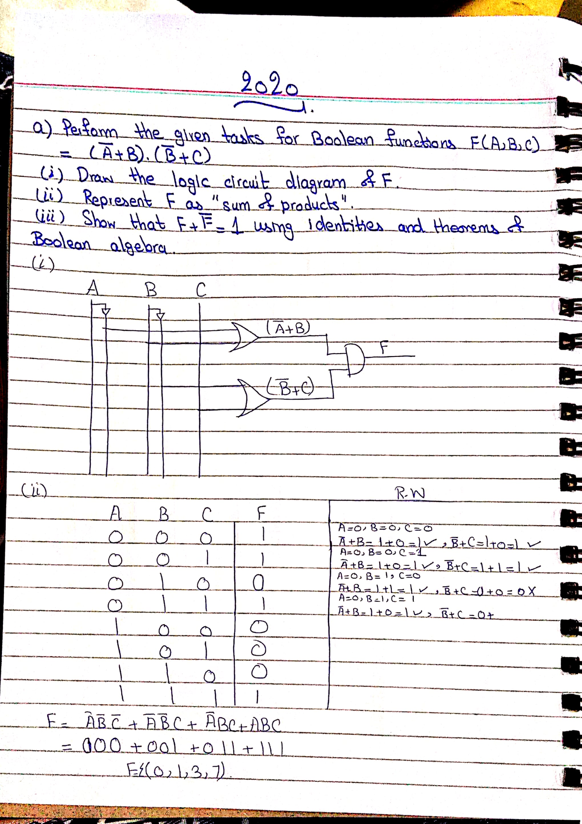 DLD 2020 Solved Long Questions on Boolean Functions and Logic Circuits ...