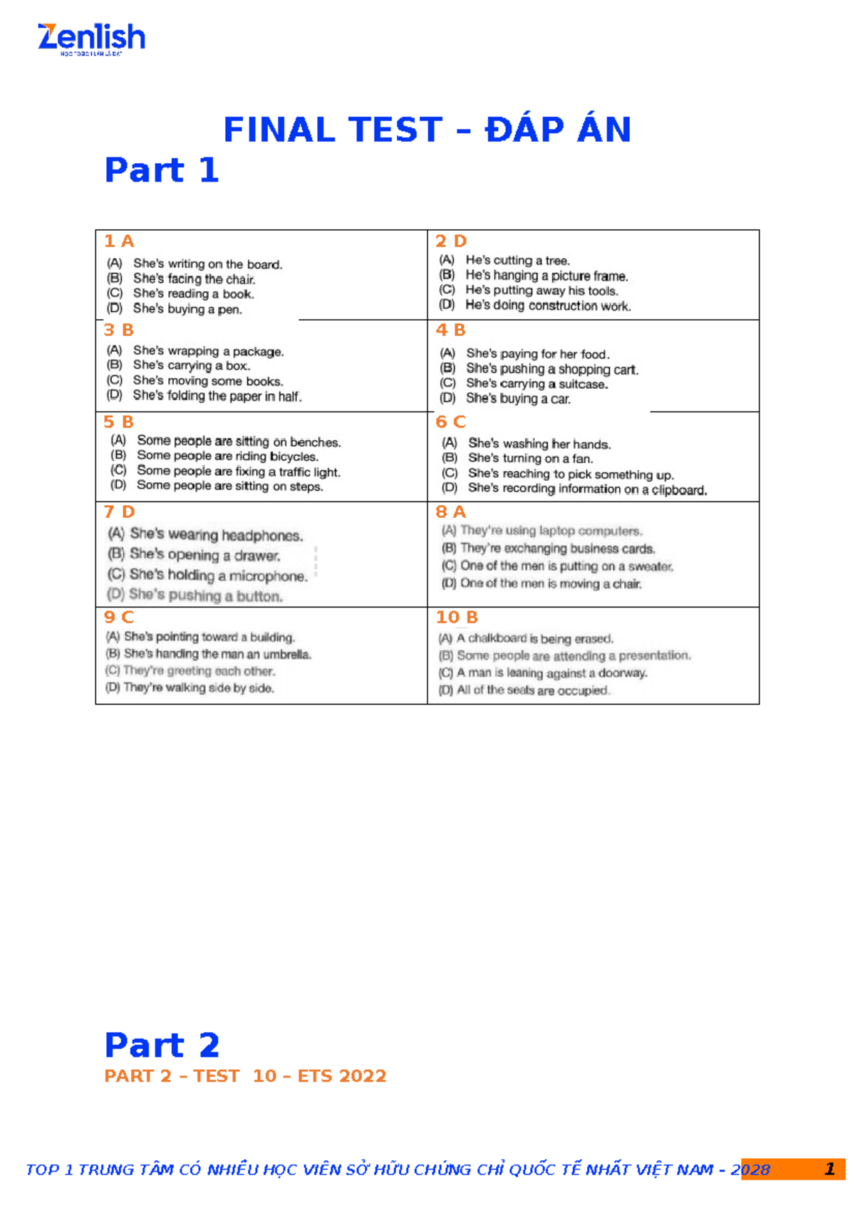Final Test - Đáp án - Tài liệu test trước chuẩn bị - Thực tập cơ bản ...