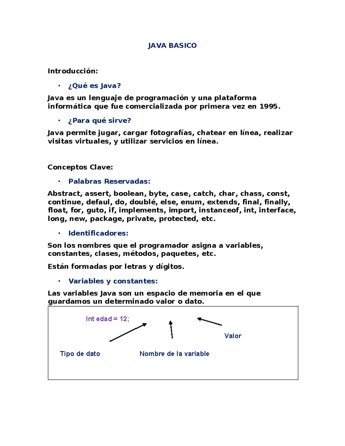 JAVA Básico 1 - Introducción y Conceptos Clave en Programación - Studocu