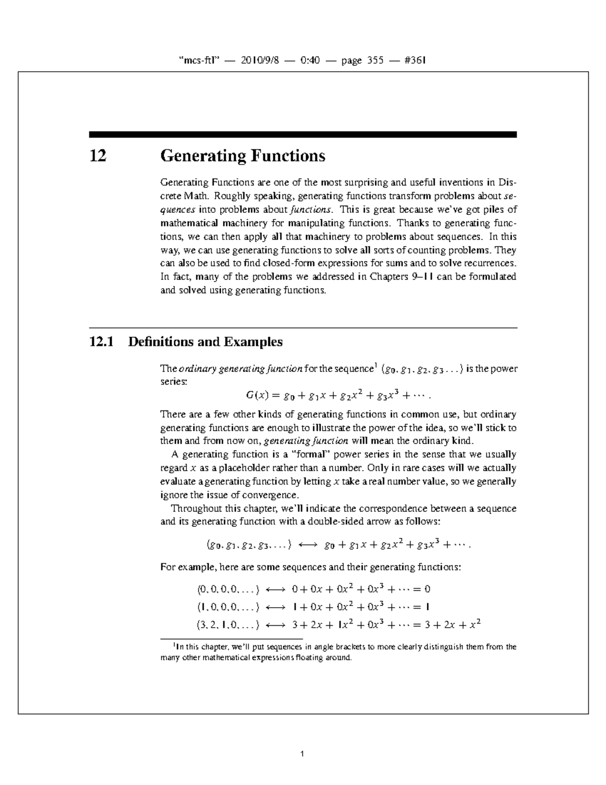 Chapter 12 - Generating Functions in Discrete Math (CS101) - Studocu