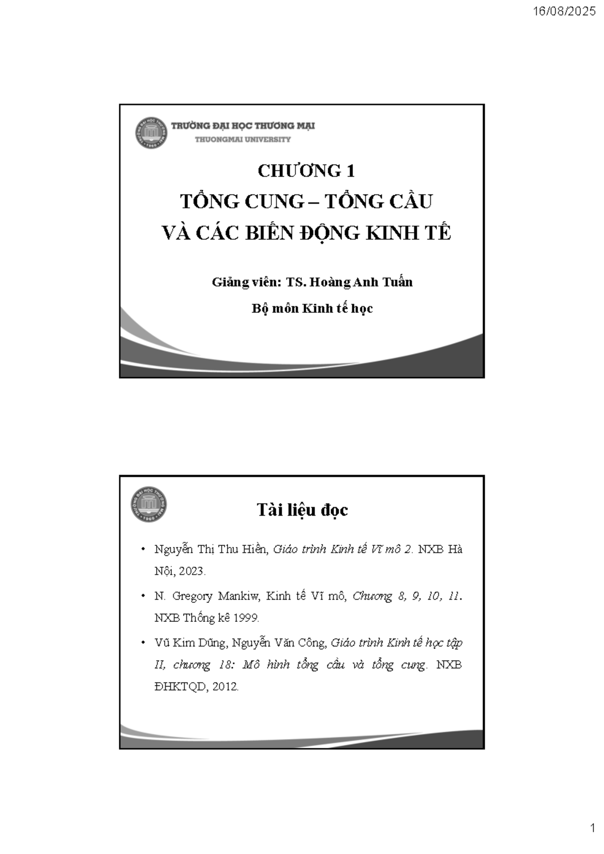 CHƯƠNG 1 MÔ HÌNH AD-AS VÀ CÁC BIẾN ĐỘNG KINH TẾ - Studocu