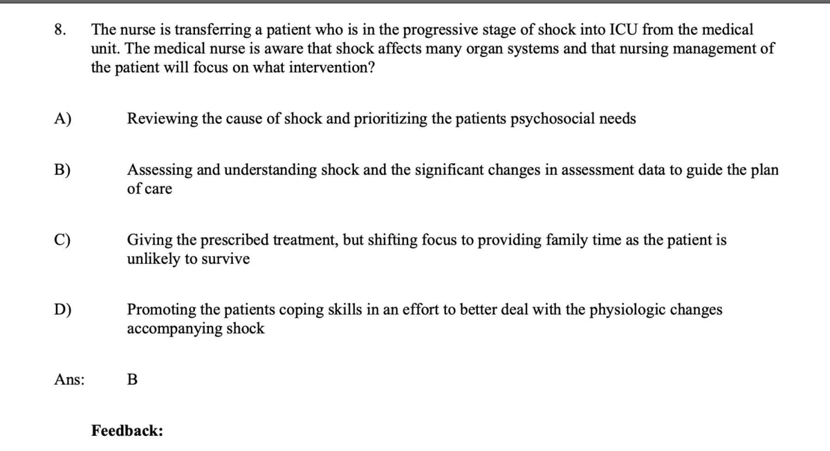 NUR 302: Nursing Management of Shock in ICU Patients - Studocu