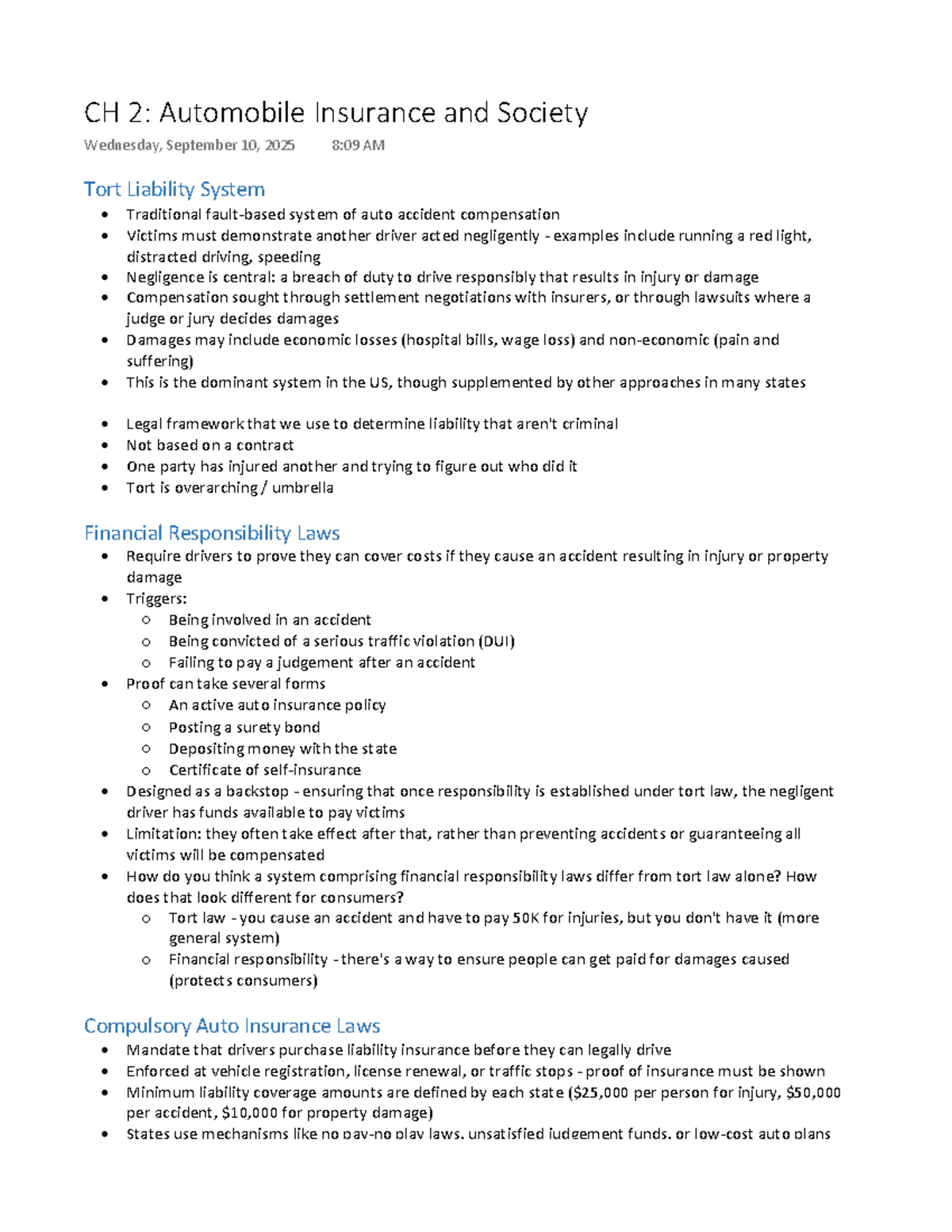 CH 2: Personal Auto Policies & Liability Coverage Overview - Studocu