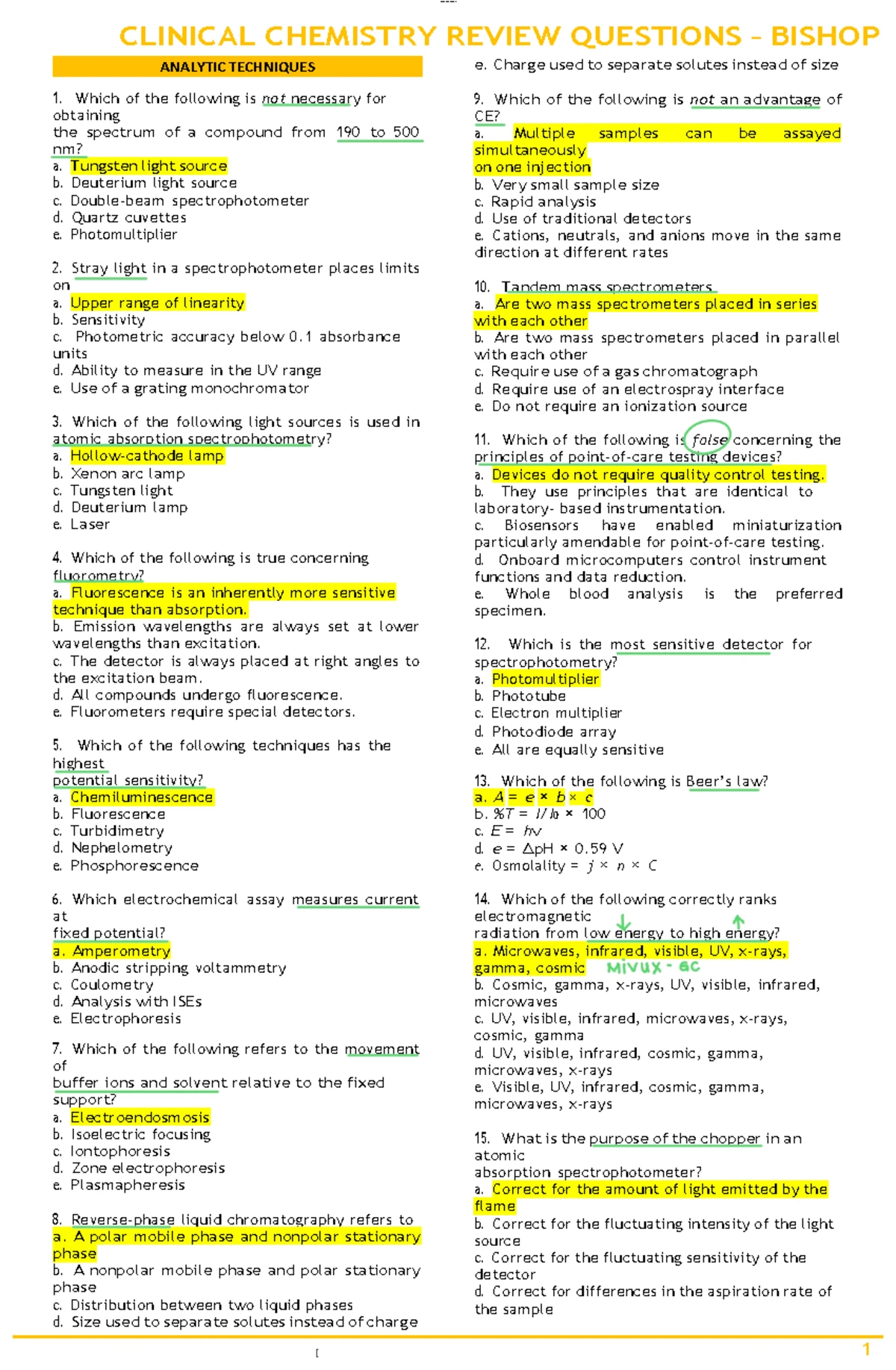 Pre-Board Examination in Clinical Chemistry - Part 3 Review Guide - Studocu
