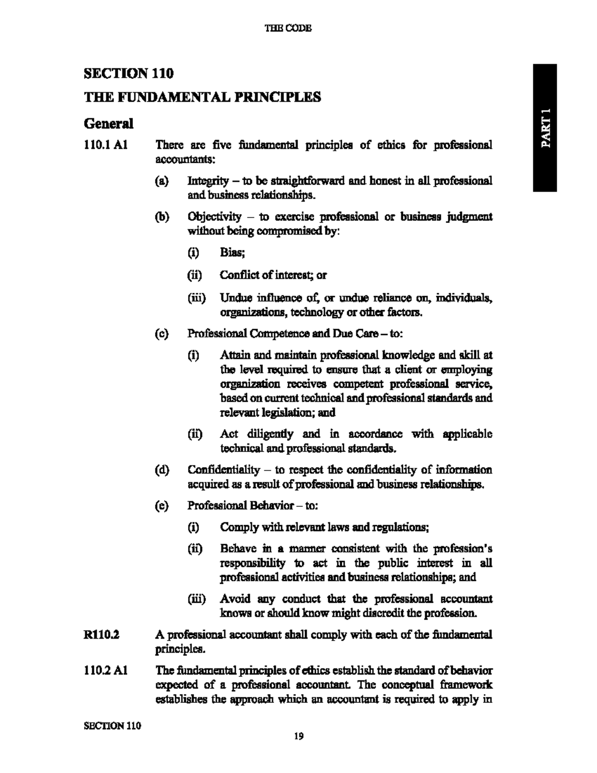 Ethics for Professional Accountants: Section 110 Overview - Studocu
