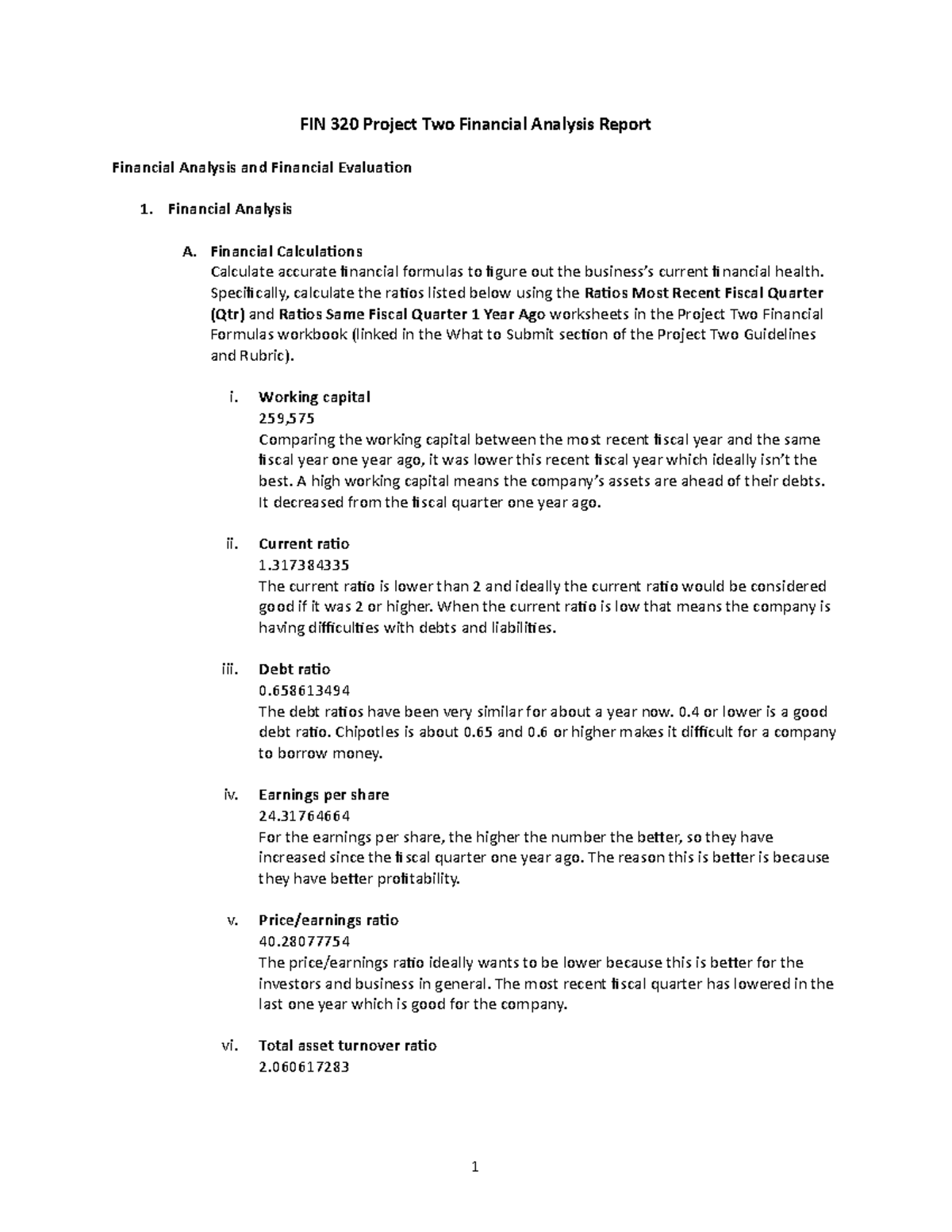 7-1 Project Two- Comparison Analysis - FIN 320 Project Two Financial ...