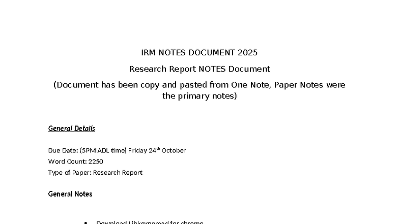 IRM Research Report Notes 2025: Key Components & Guidelines - Studocu