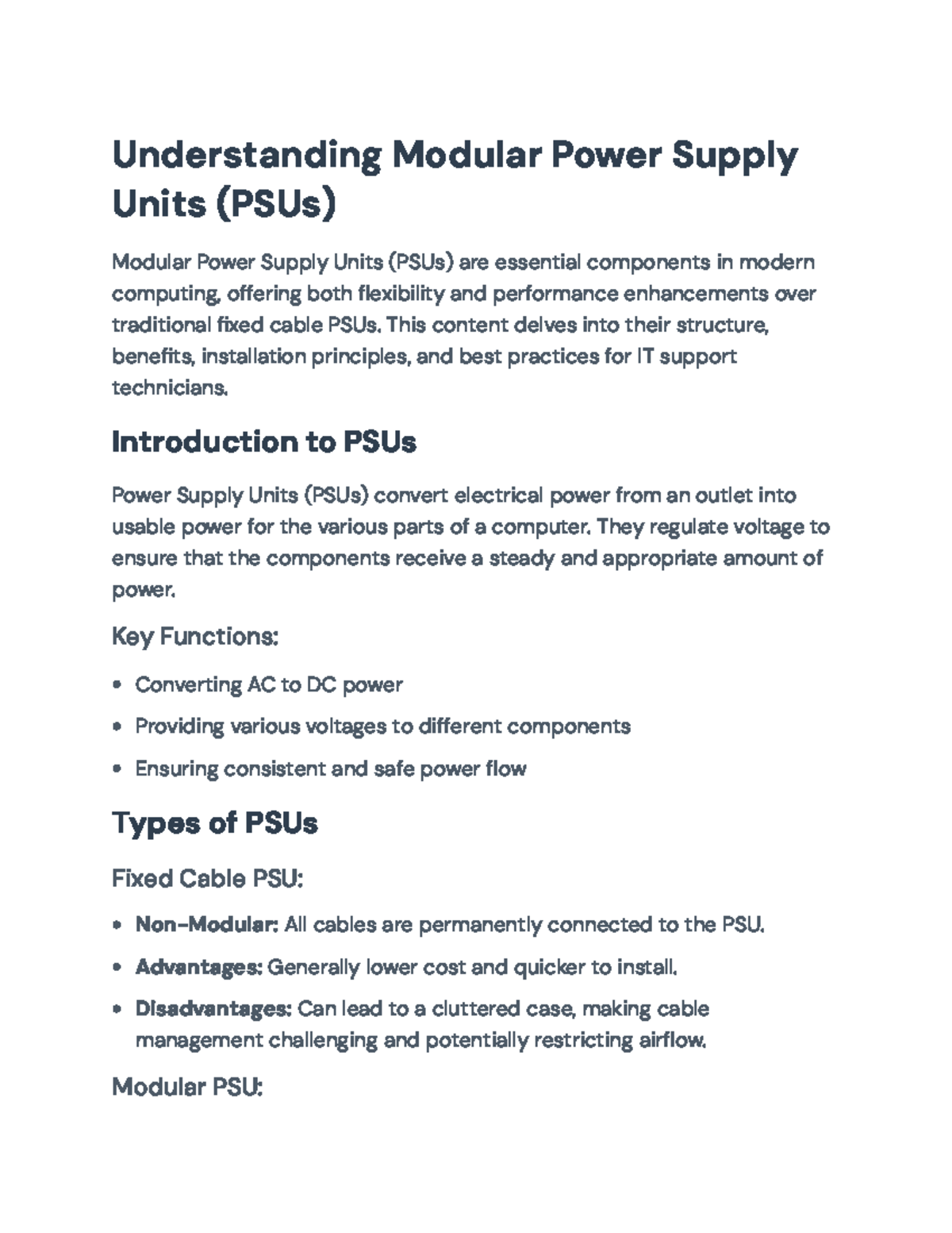 Understanding Modular Power Supply Units (PSUs) for IT Technicians ...