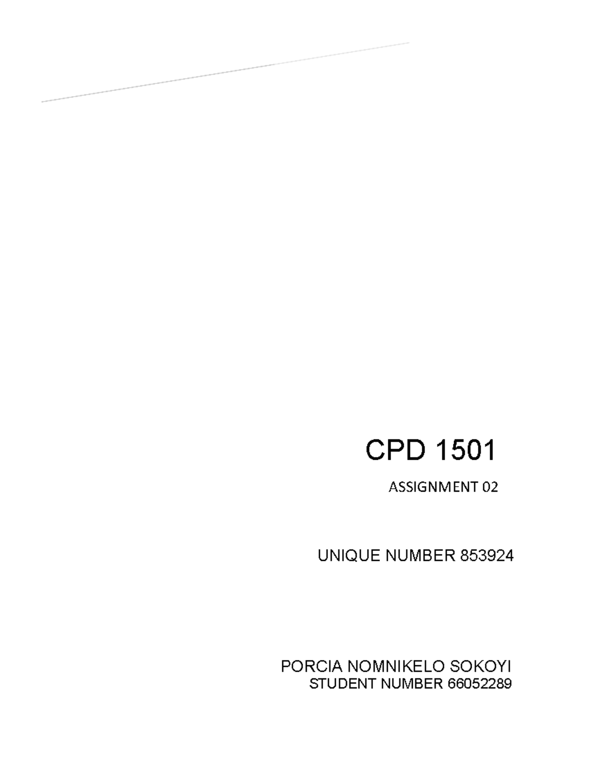 CPD 1501 ASS 02 PDF - ASSIGNMENT 02 - Warning: TT: undefined function ...