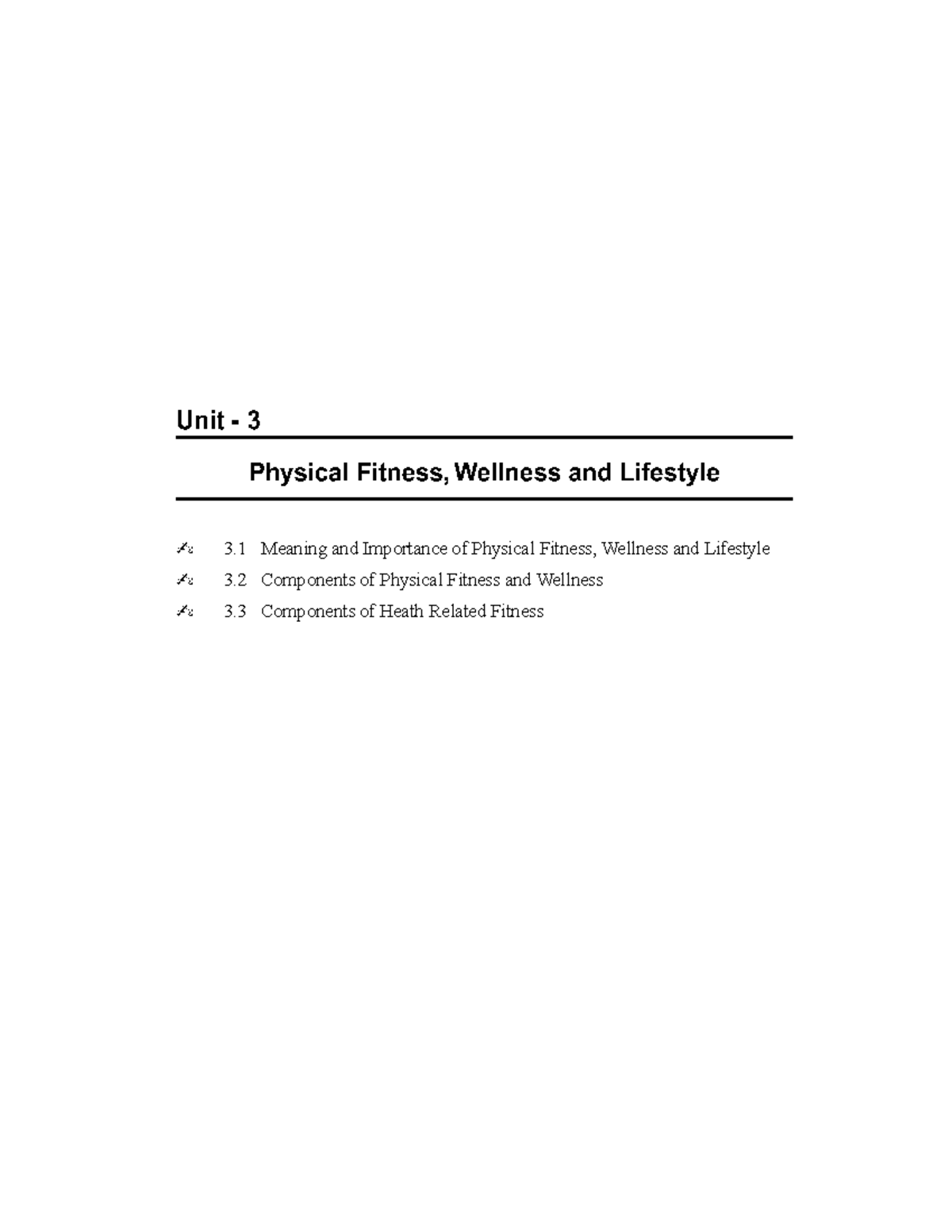 Class 11 Physical Education Notes - Chapter 3: Fitness & Wellness - Studocu