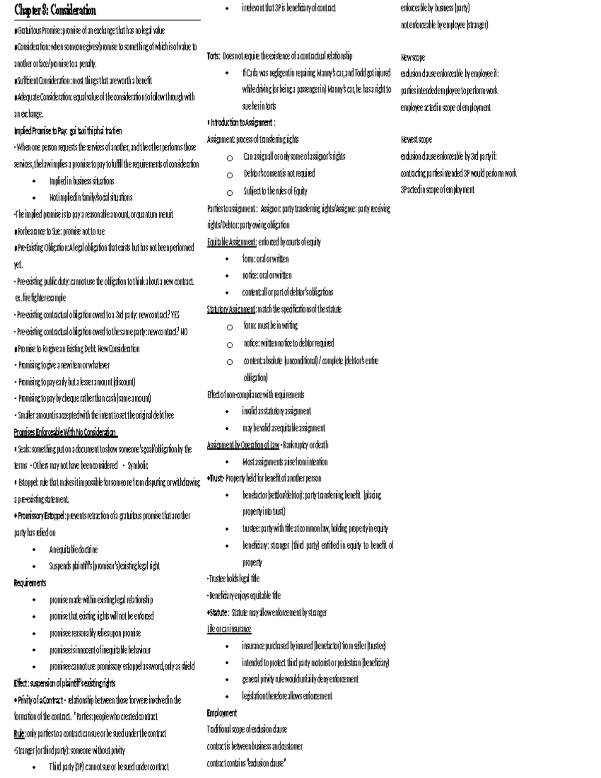 Chapter 8: Cheat Sheet - Consideration & Third Party Rights in Law ...
