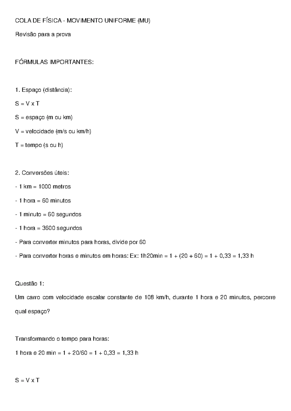 Lista 1ª Série - MCU e Leis de Newton: Questões e Análises - Studocu