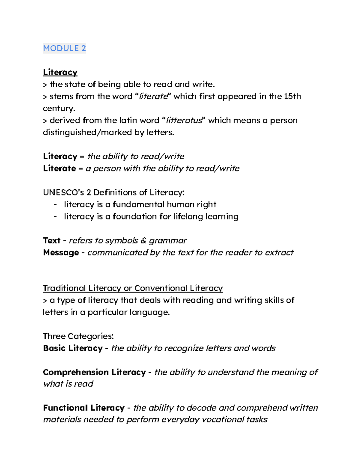 MODULE 2-8 Literacy and Globalization: Understanding Key Concepts - Studocu