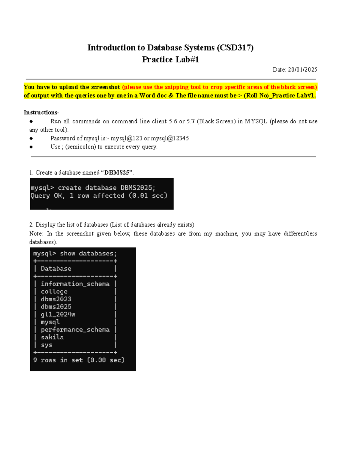 My Sql PL-1 3 - Lab Material to practice - Introduction to Database ...