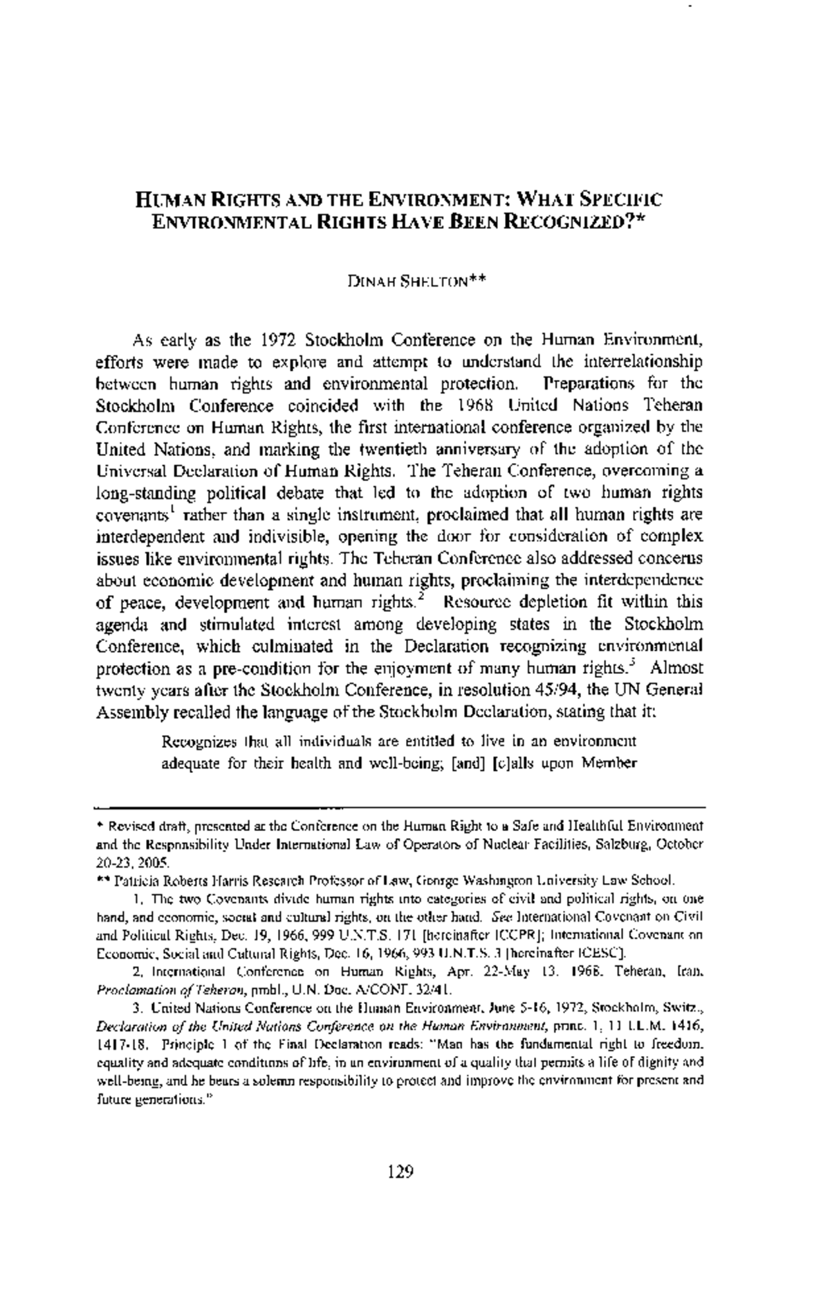 HUMAN RIGHTS AND ENVIRONMENT: A STUDY ON ENVIRONMENTAL RIGHTS - Studocu