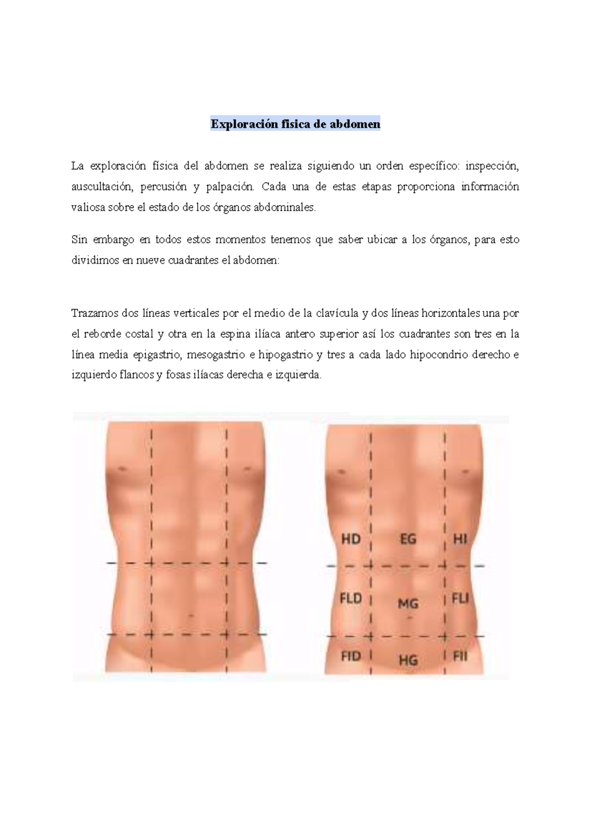 Exploración Física del Abdomen: Técnicas y Signos Clínicos - Studocu
