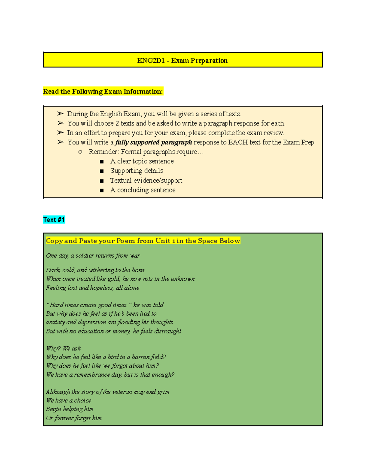 ENG2D1 - Comprehensive Exam Preparation & Text Analysis Guide - Studocu