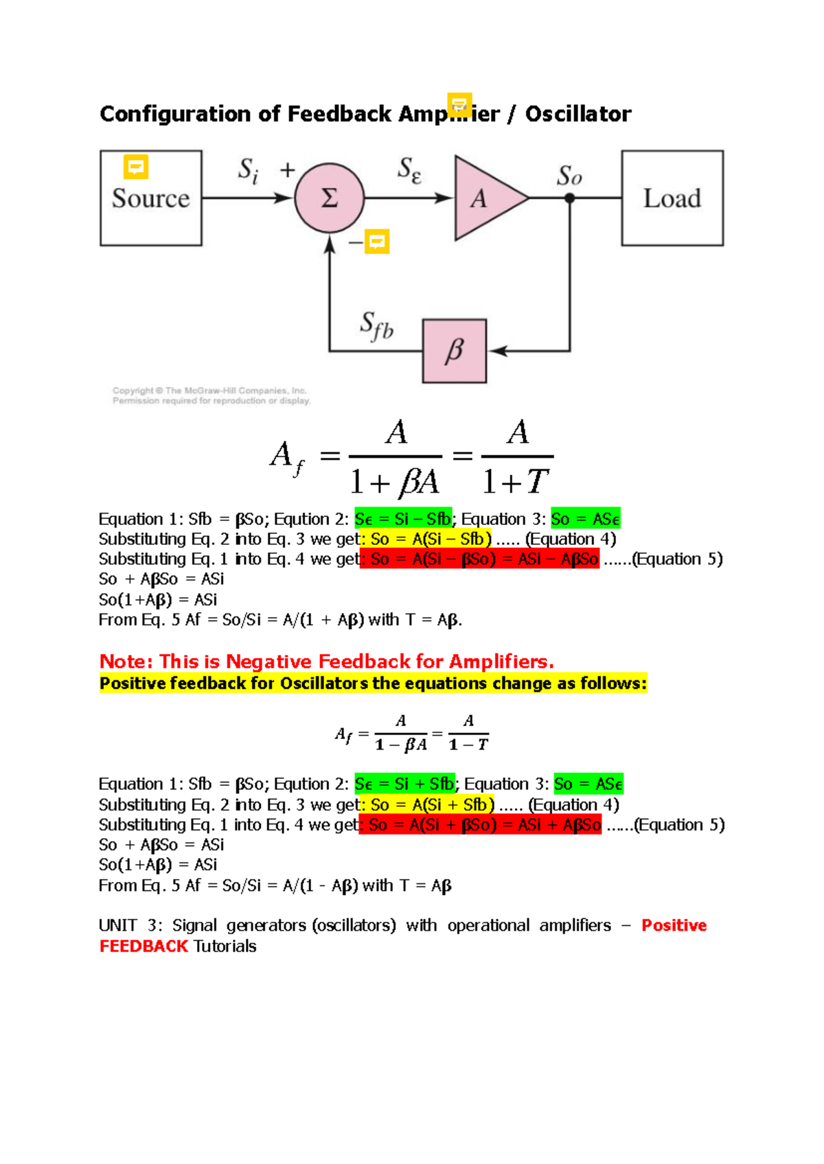 Unit 3: Feedback Amplifier and Oscillator Worked Examples - Studocu