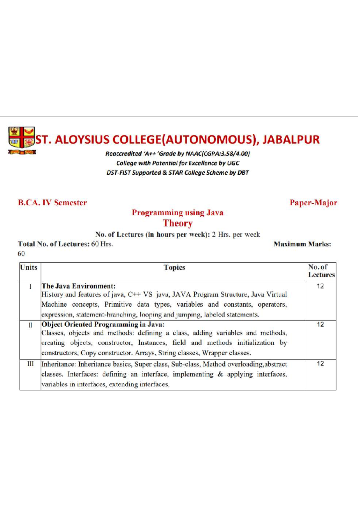 BCA IV Sem: Java Programming Theory Notes - Studocu