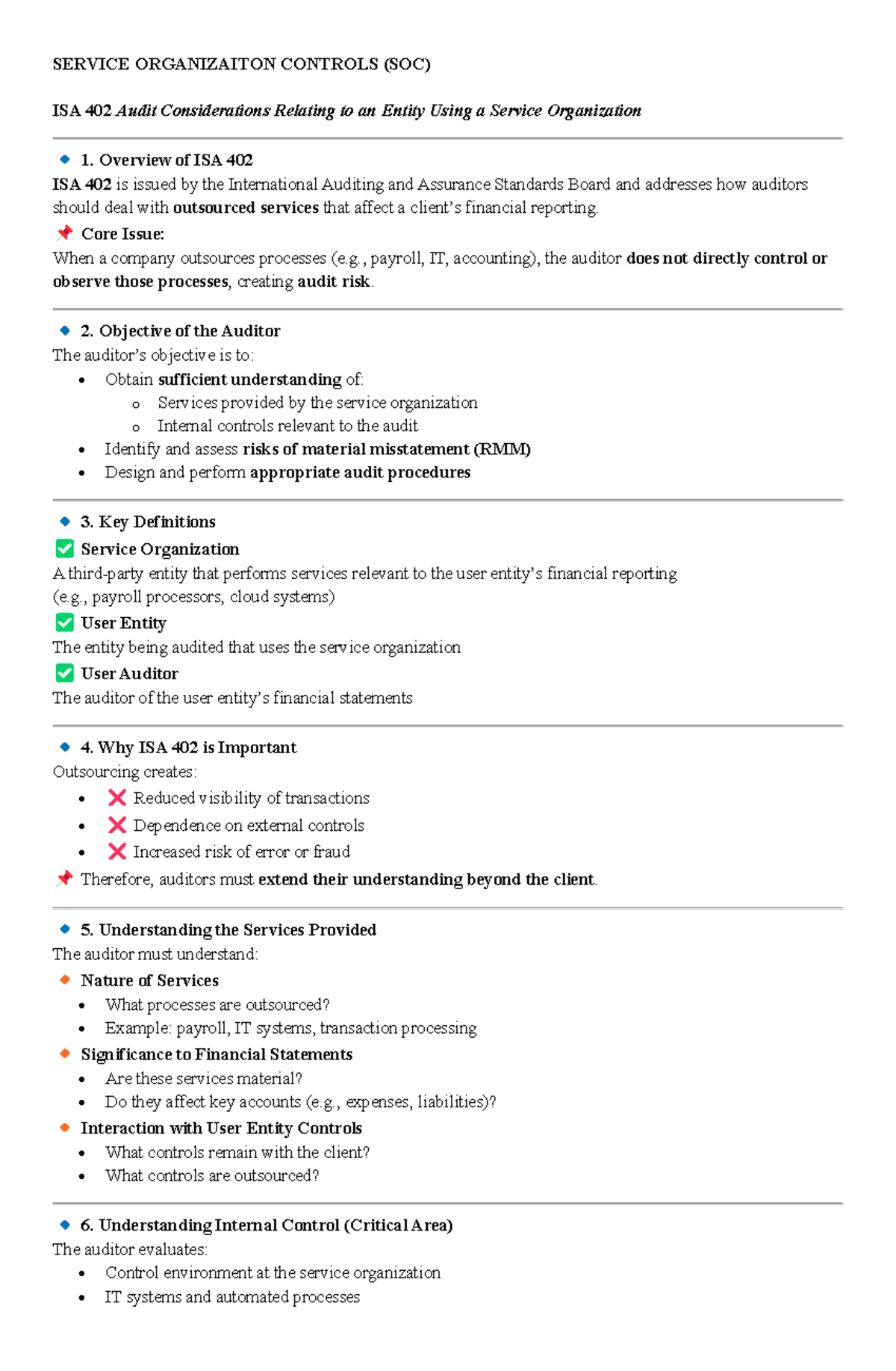 ISA 402 Audit Considerations for Service Organization Controls (SOC ...