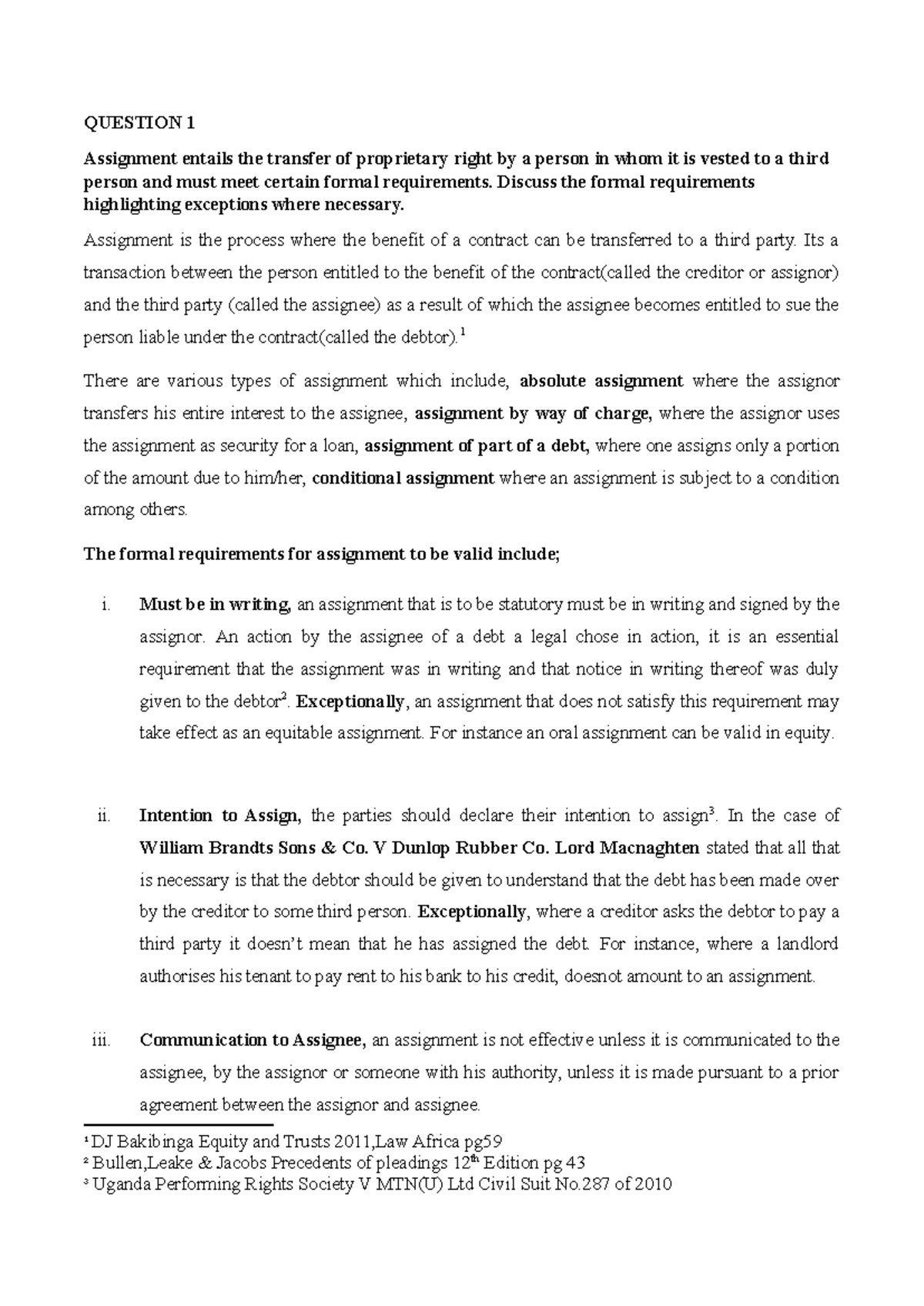 Equity Assignment and Trusts: Requirements and Relevance in Uganda ...