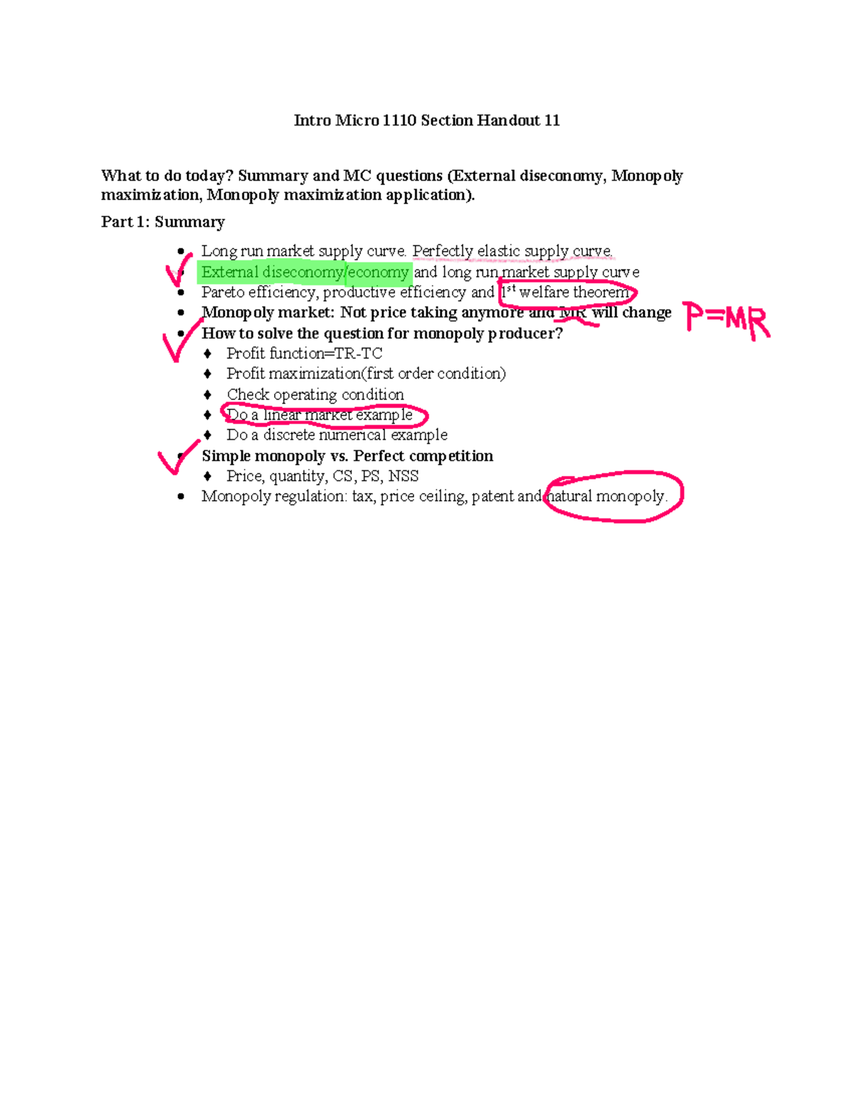 Practice Prelim 1 - ECON 1110 Microeconomics Exam: Chapters