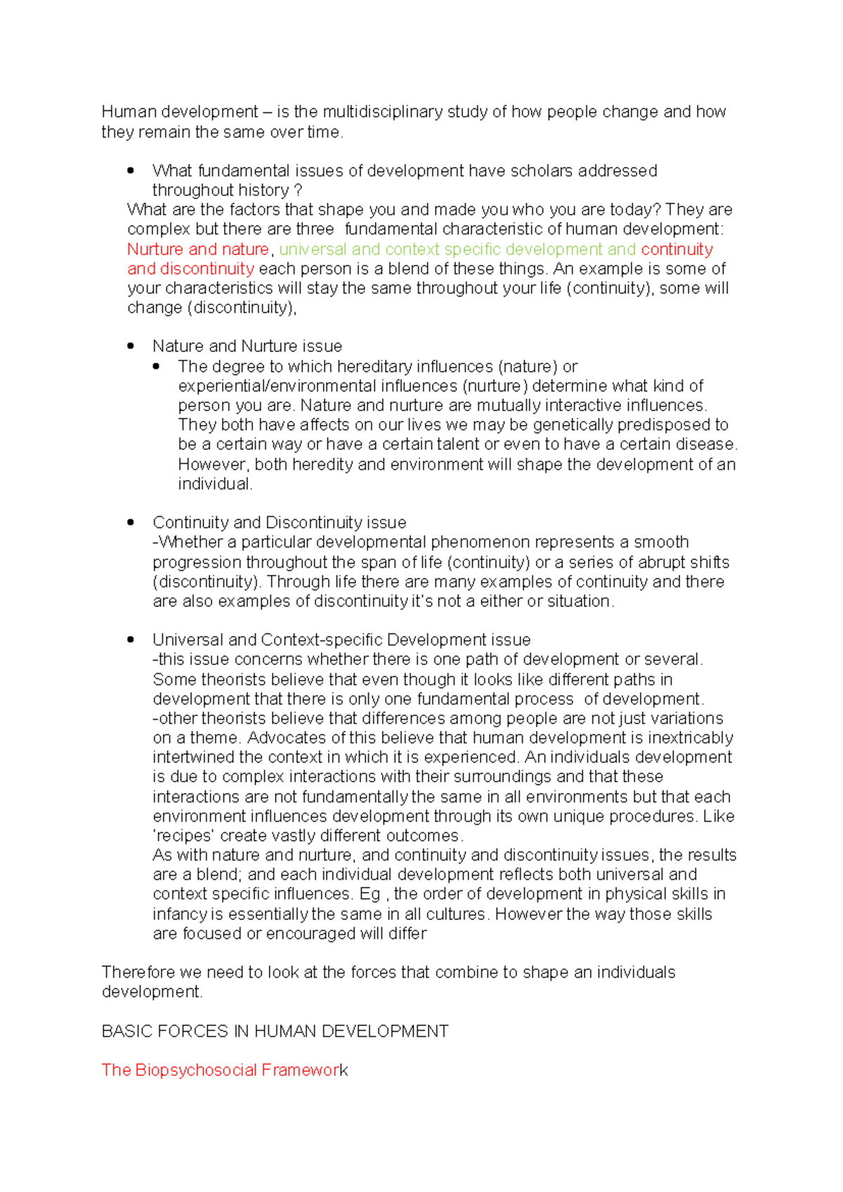 Backup of Human Development Notes (HD 101) - Studocu