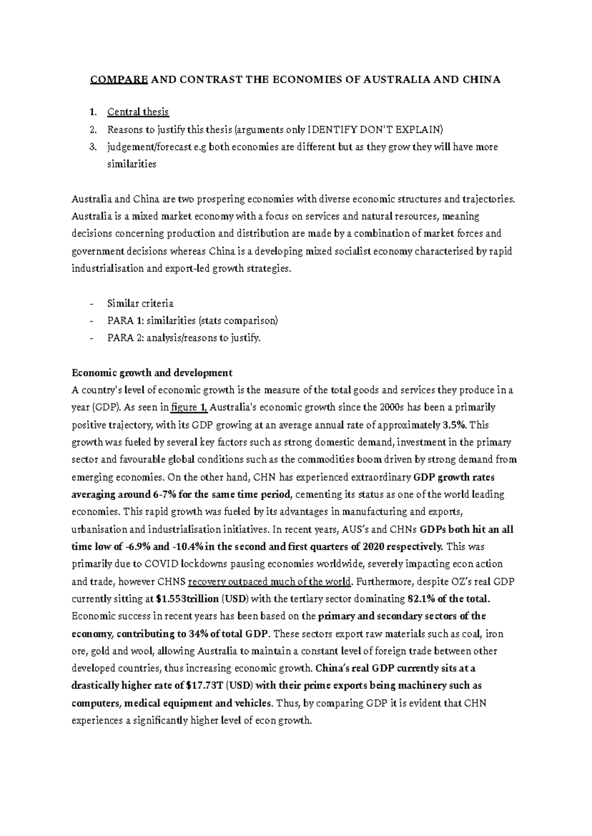 ECON 101: Comparative Analysis of Australian and Chinese Economies ...