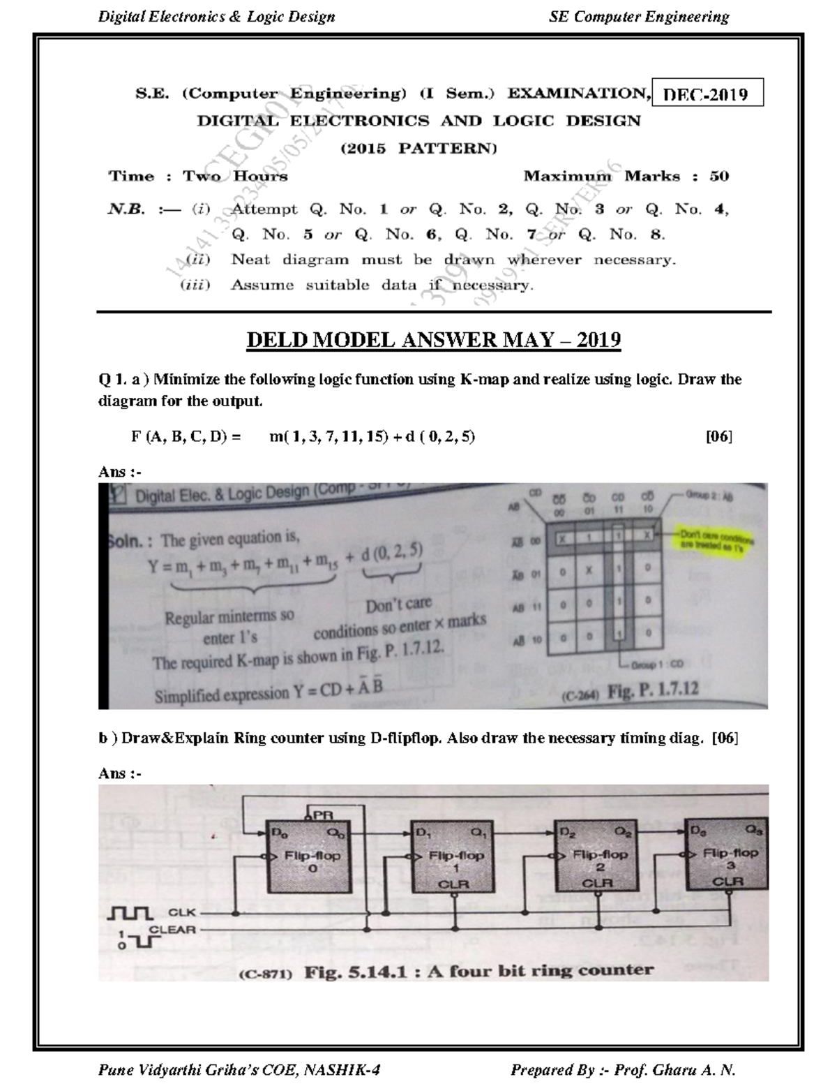 DELD 2019 Model Answers for Logic Design & Microcontroller Topics - Studocu